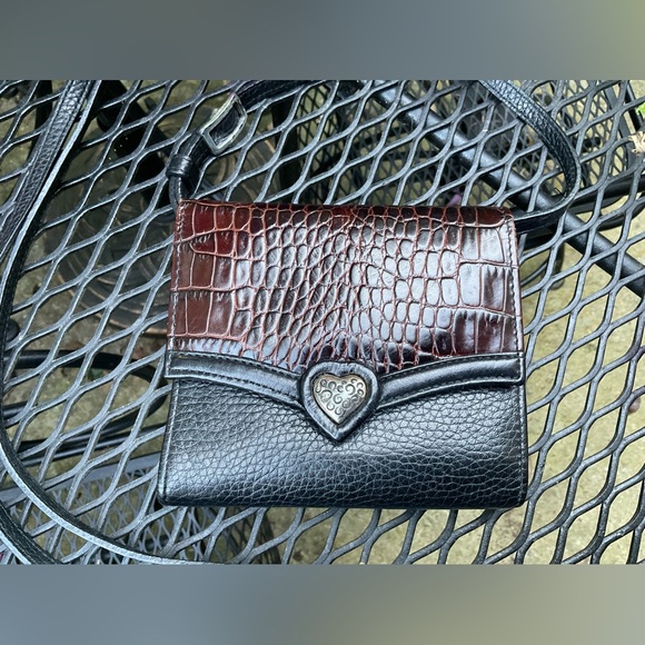 Cute Brighton Black & Brown Silver Heart & Hardware Removable Strap Wallet Bag! - Picture 2 of 16